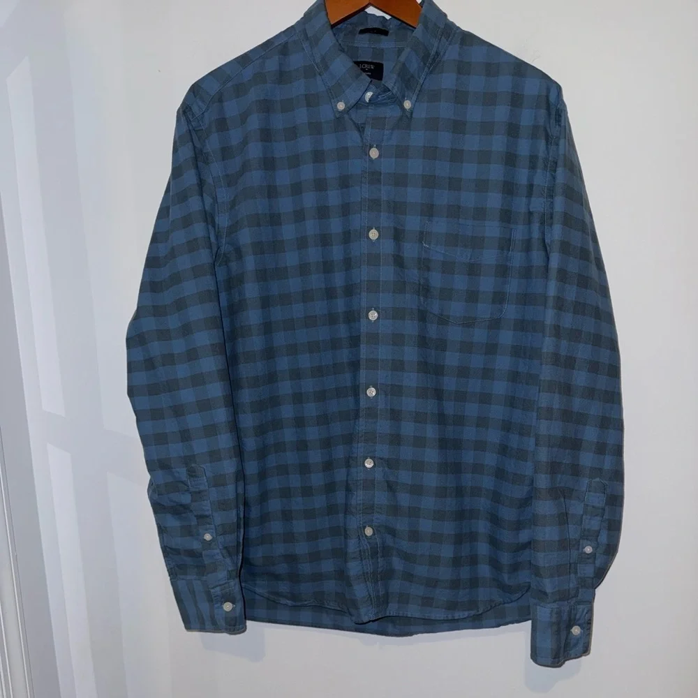 👔 J.Crew Slim Fit Blue Buffalo Check Oxford Shirt XL